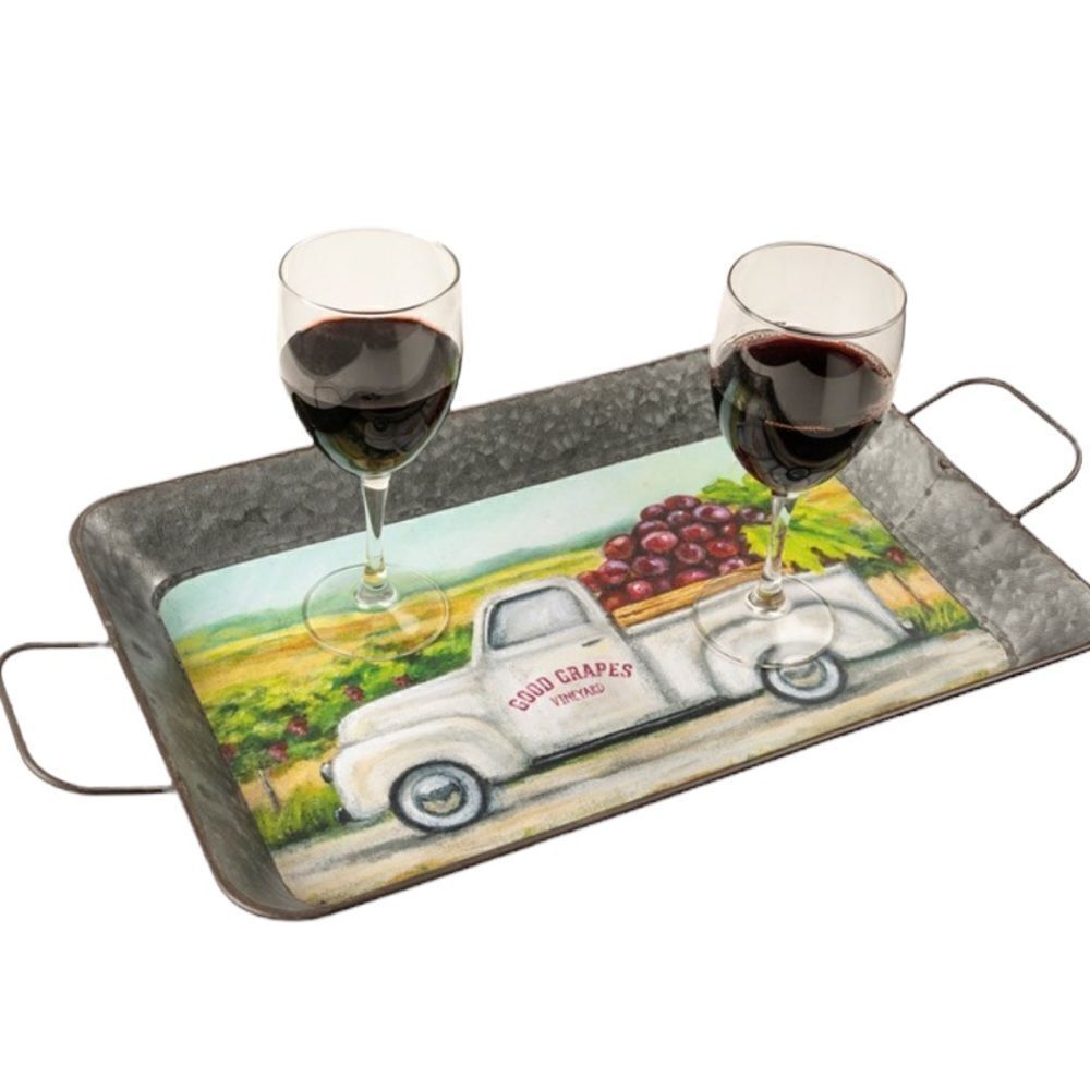 Good Grapes Vineyard Rustic Galvanized Metal Tray Primitives by Kathy NW…